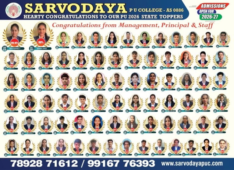 Sarvodaya PU College Result Best NEET, JEE, KCEt Integrated PU College in Vijayanagar Bangalore